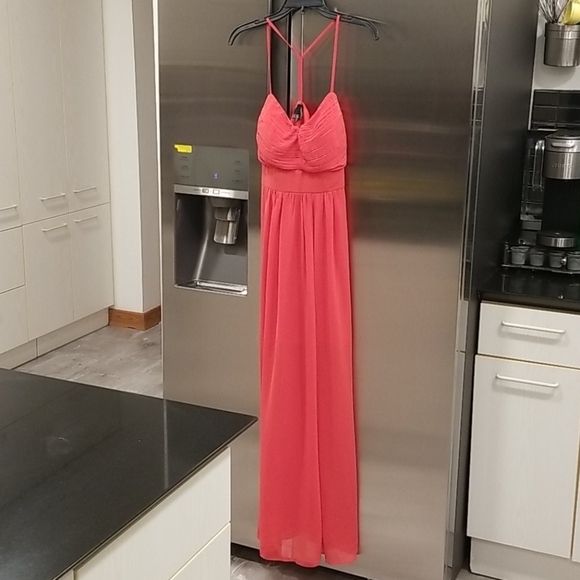 💕Lulu's💕 Pleats Don't Leave Red Coral Maxi Dress - Picture 7 of 12